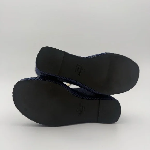 VALENTINO GARAVANI ROCKSTUD ROPE WEDGE SANDALS – NAVY - Picture 6 of 6
